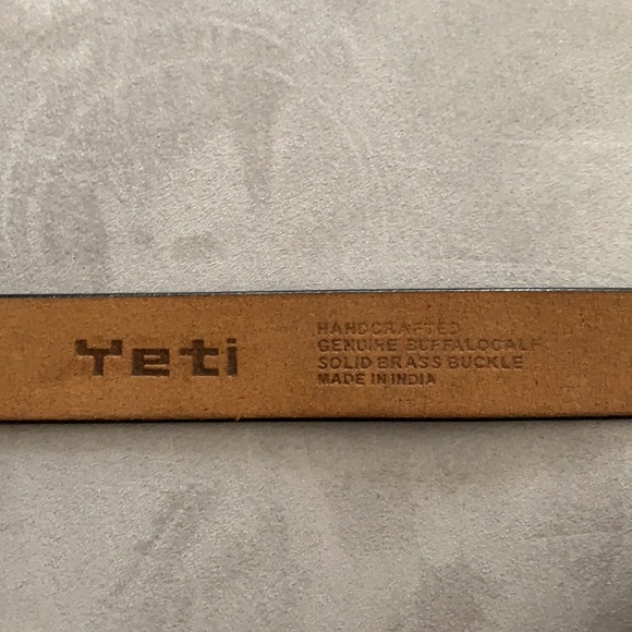 NIB! Yeti Men’s Genuine Leather Cognac Casual Belt - Picture 4 of 7